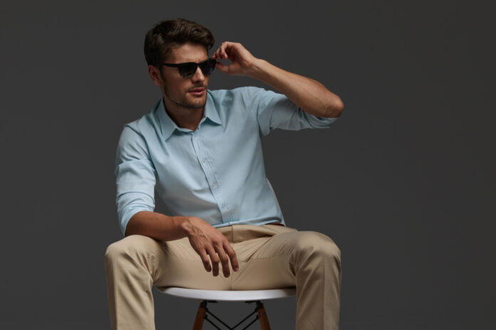 Young,Beautiful,European,Businessman,Sitting,On,Chair.,Bearded,Man,With