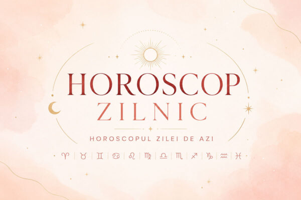 Banner horoscop zilnic cu simboluri zodiacale