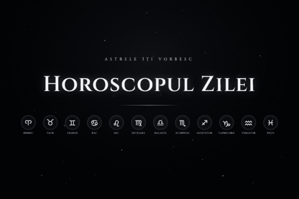Horoscopul zilei cu simbolurile zodiacale pe fundal stelar