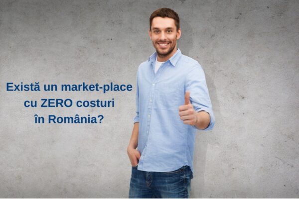 Bărbat zâmbind arată thumbs up, mesaj marketplace zero costuri
